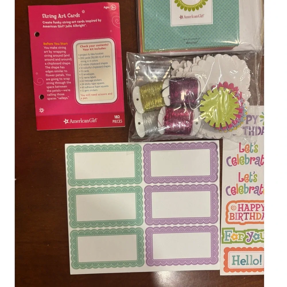 American Girl Crafts String Art Cards Julie Albright Kit 182 Pieces New Open Box